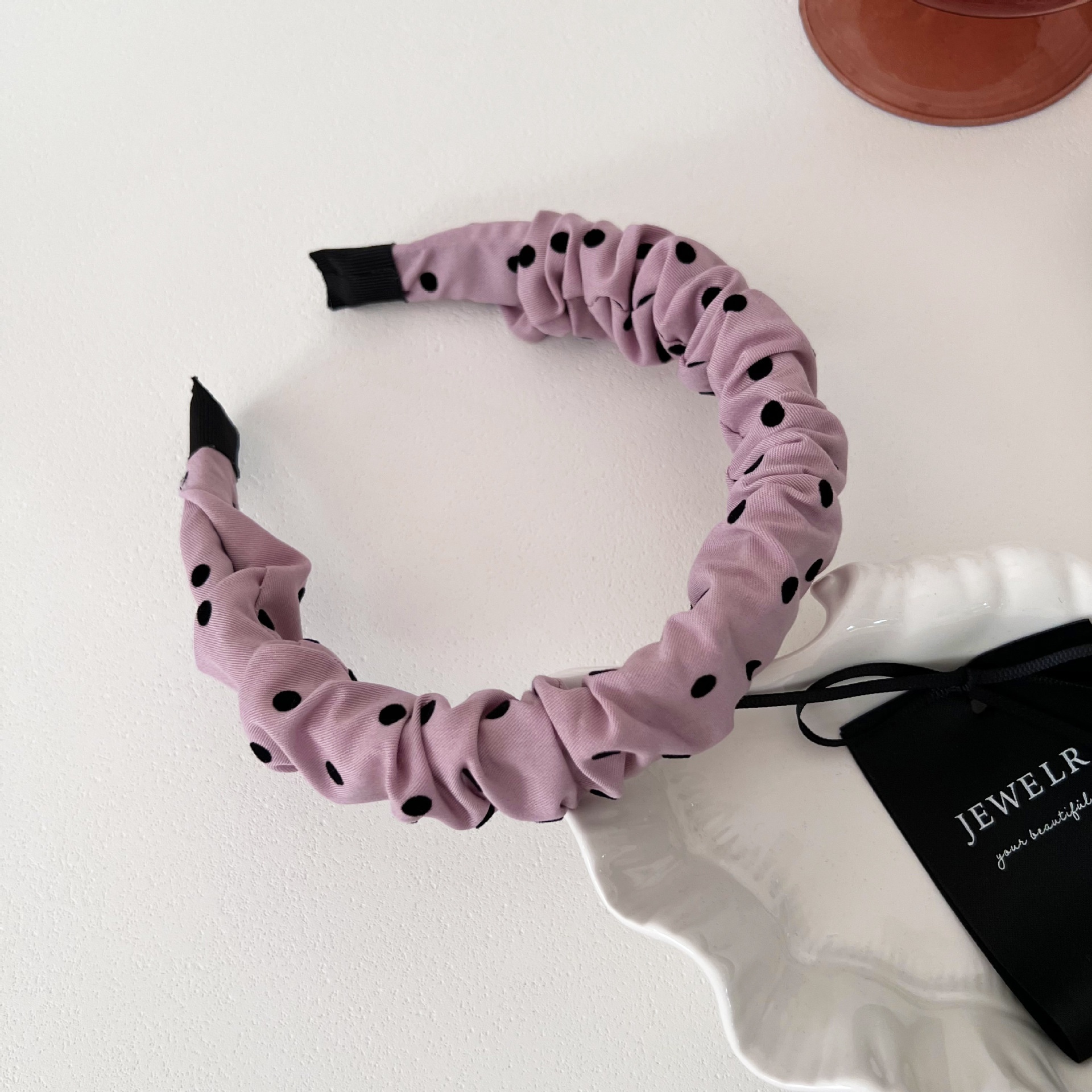 Sweet Pink Polka Dot Heart-Shaped Headband Fabric Hairband Multi-Functional Hair Accessories For Women All Seasons