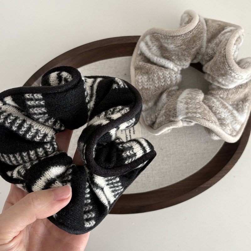 Women's Vintage Winter Knitted Wool Headband Striped Plaid Polka Dot