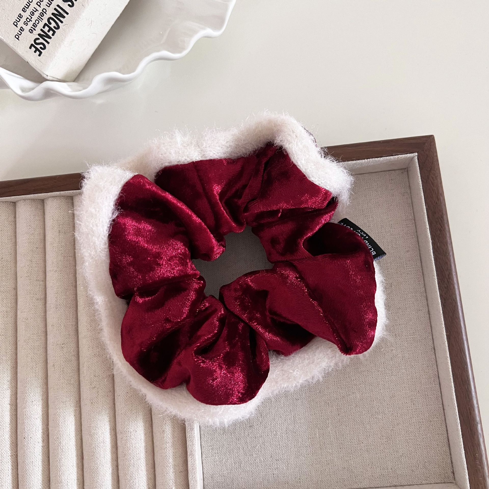 Women's Winter Flannel Christmas Low Bun Hair Tie Soft Scrunchie Solid Color