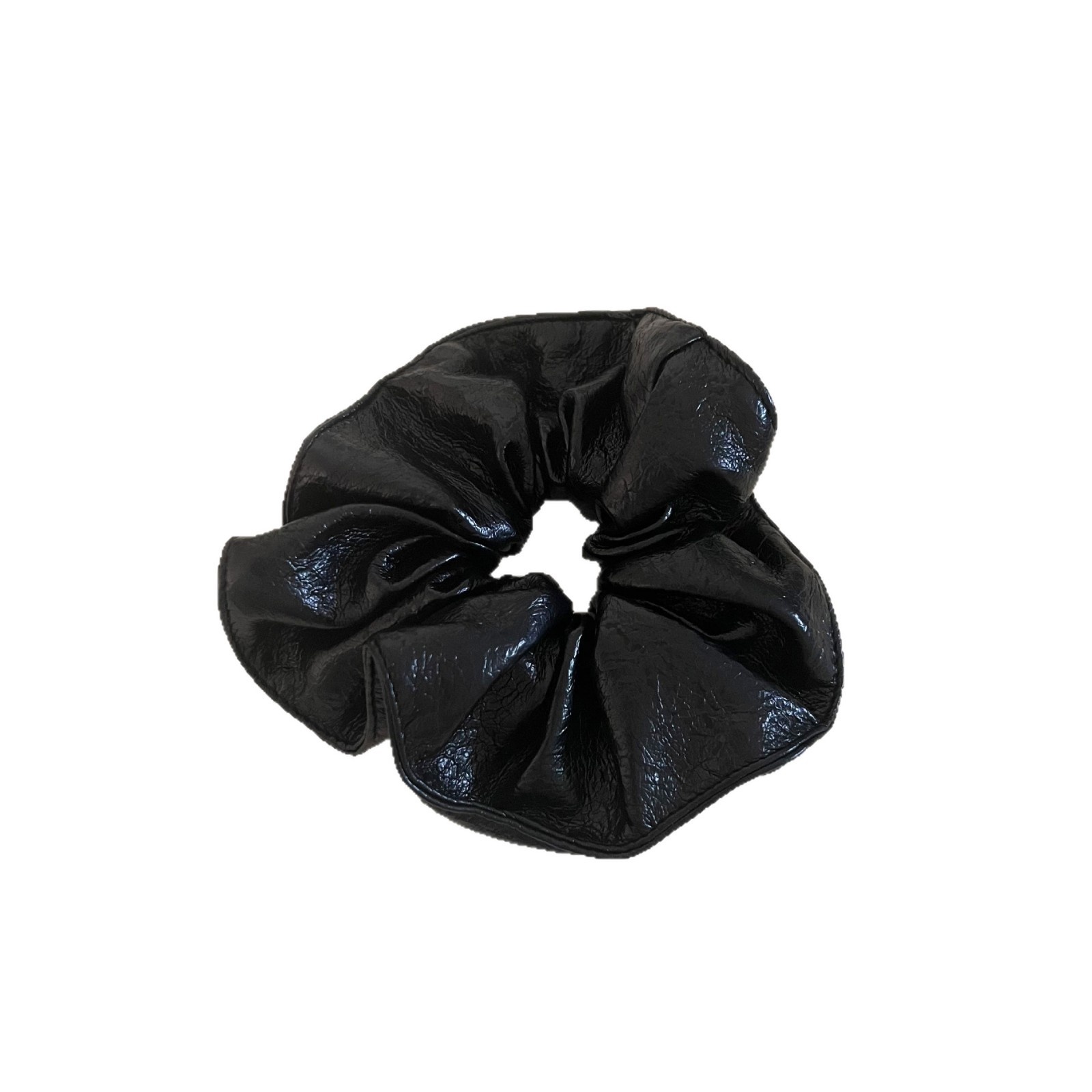Women's Retro PU Leather Low Bun Hair Tie Autumn Winter Solid Color