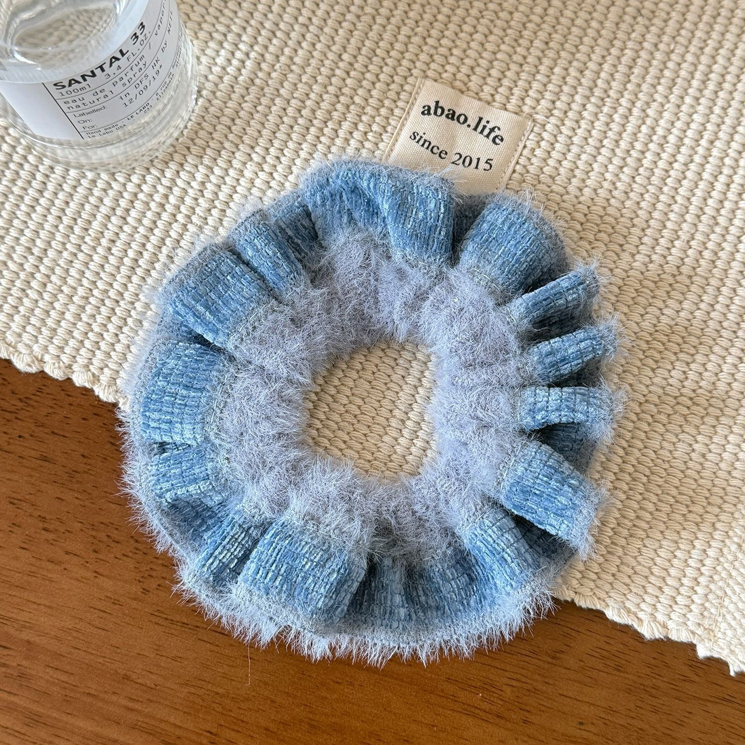 Girls Autumn Winter Hand Knitted Plush Scrunchie Sweet Fashion Hair Tie