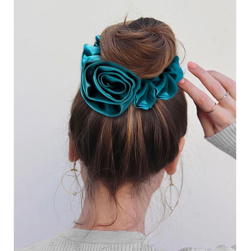 Women's Sweet Valentine Party Hair Tie Romantic Rose Flower Pattern