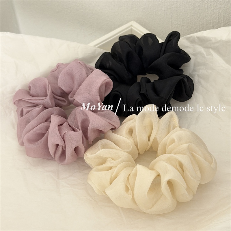 Women's Daily Simple Soft Tulle Hair Scrunchie Solid Color Beige