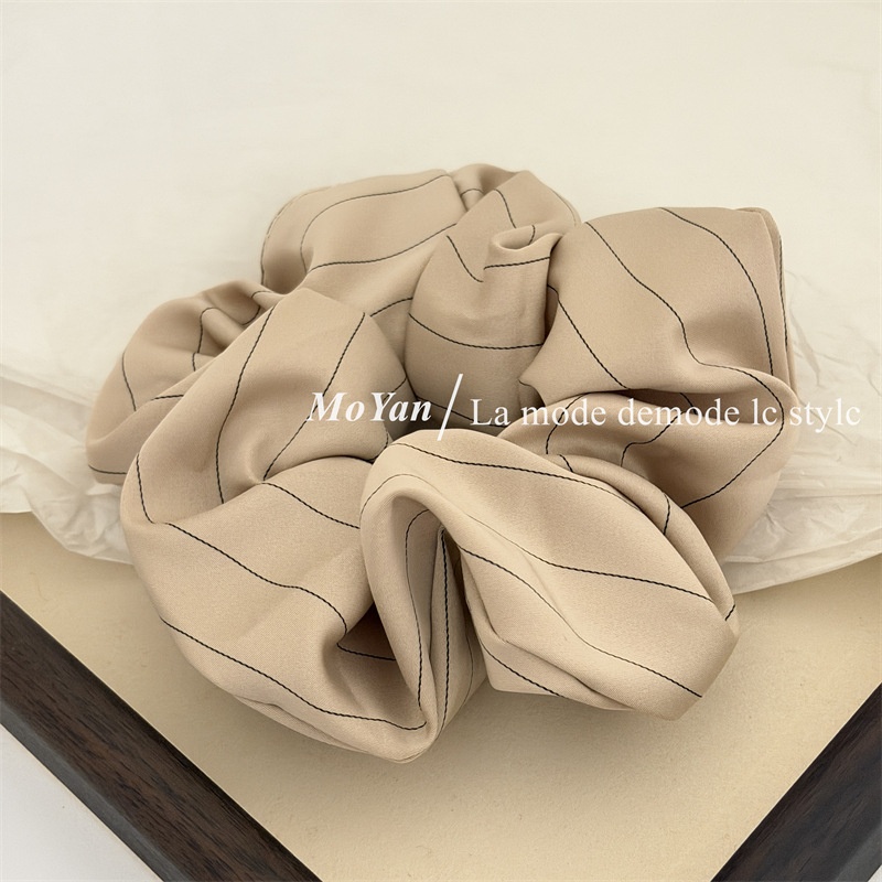 Women's Vintage Cloth Scrunchie Hair Tie Striped Apricot Coffee Black