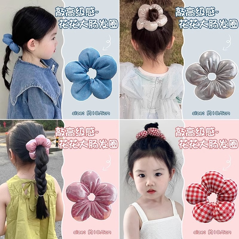 Girls' Cloth Scrunchie Ponytail Hair Accessories Cute Floral Print