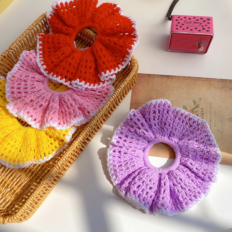 Women's Soft Knitted Polyester Warm Winter Hair Scrunchie Colorful