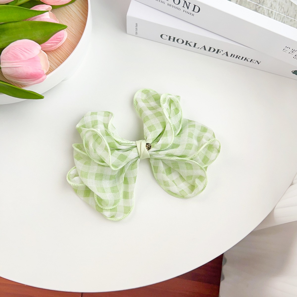 Women's Elegant Fabric Party Hair Ties Fresh Floral Grid Pattern