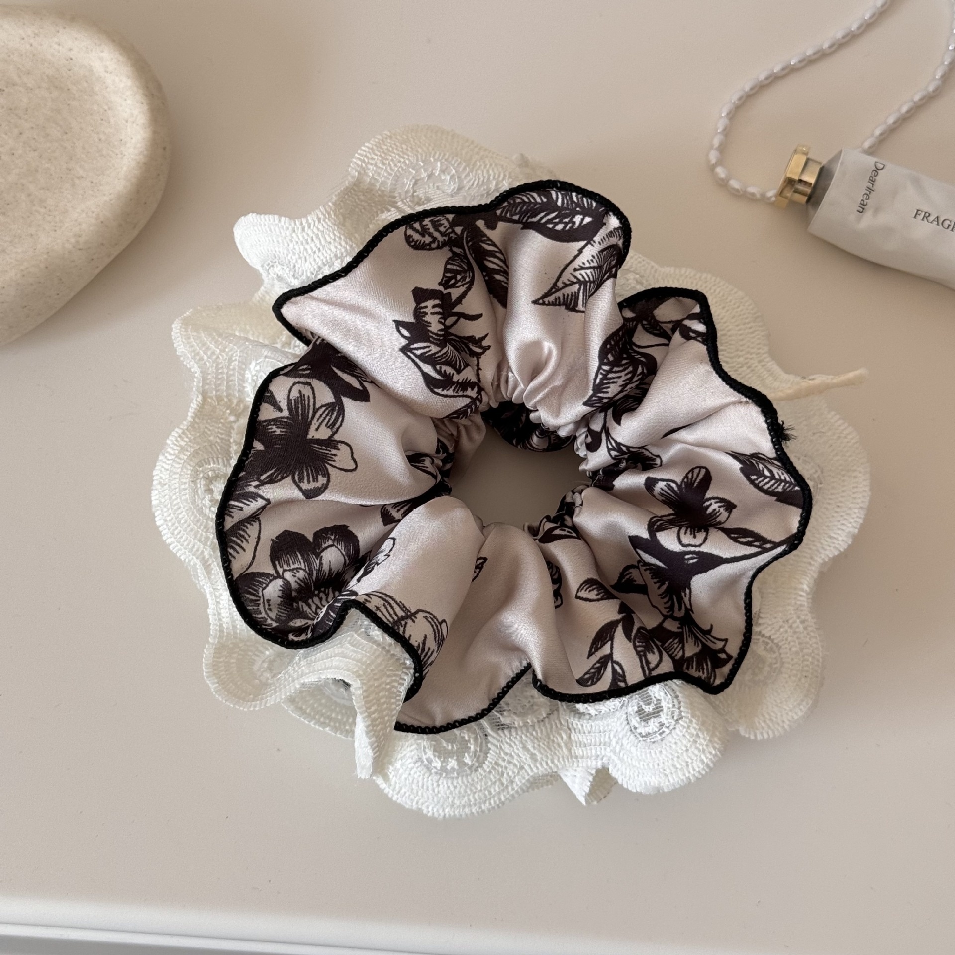 Women's Spring Polyester Hair Tie Everyday Wear Beige Floral Lace