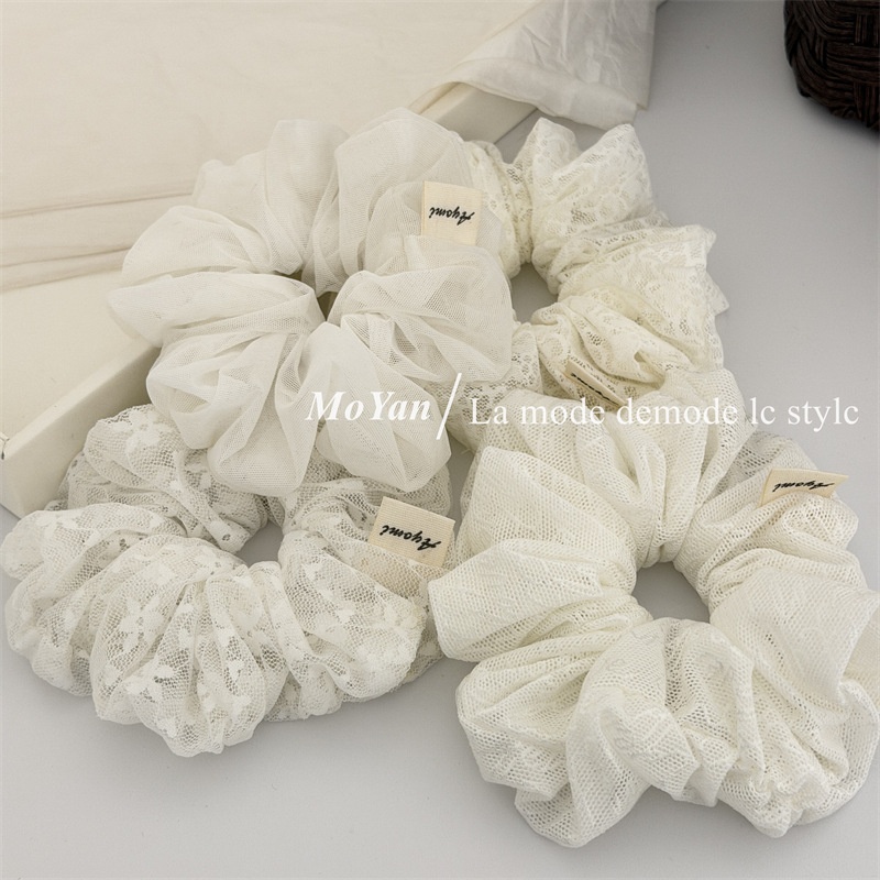 Women's Delicate Lace Floral Hair Tie For Elegant Styling White