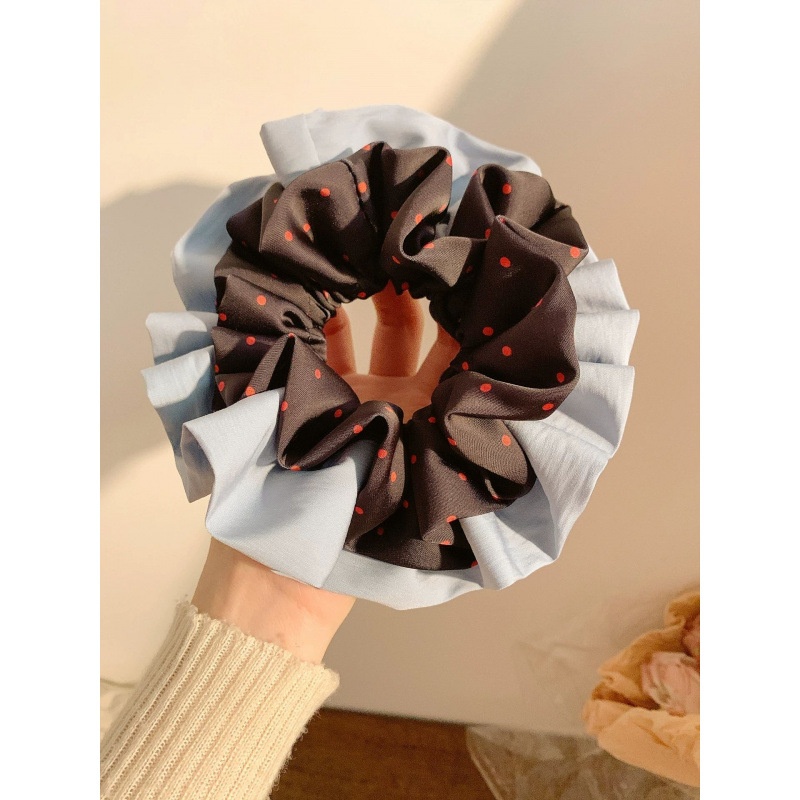 Women's New Year Cloth Hair Tie Scrunchie Red And White Polka Dots