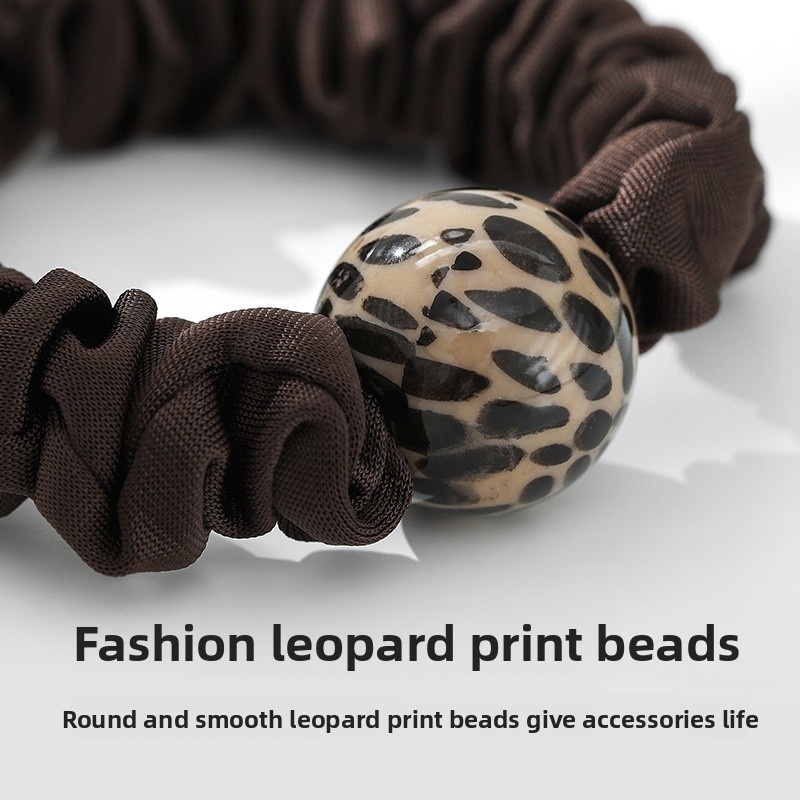 Women's Summer Cloth Hair Accessory Rubber Band Brown Leopard Spot