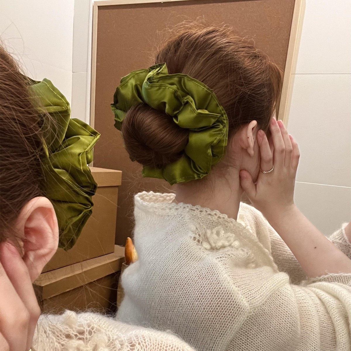 Women's Soft Satin Hair Tie Elegant Scrunchie For All Seasons Solid Color