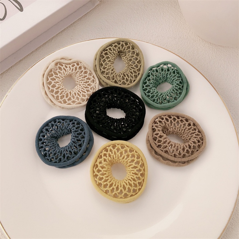 Women's Durable Polyester Hair Tie For Daily Styling Yellow Grid Pattern