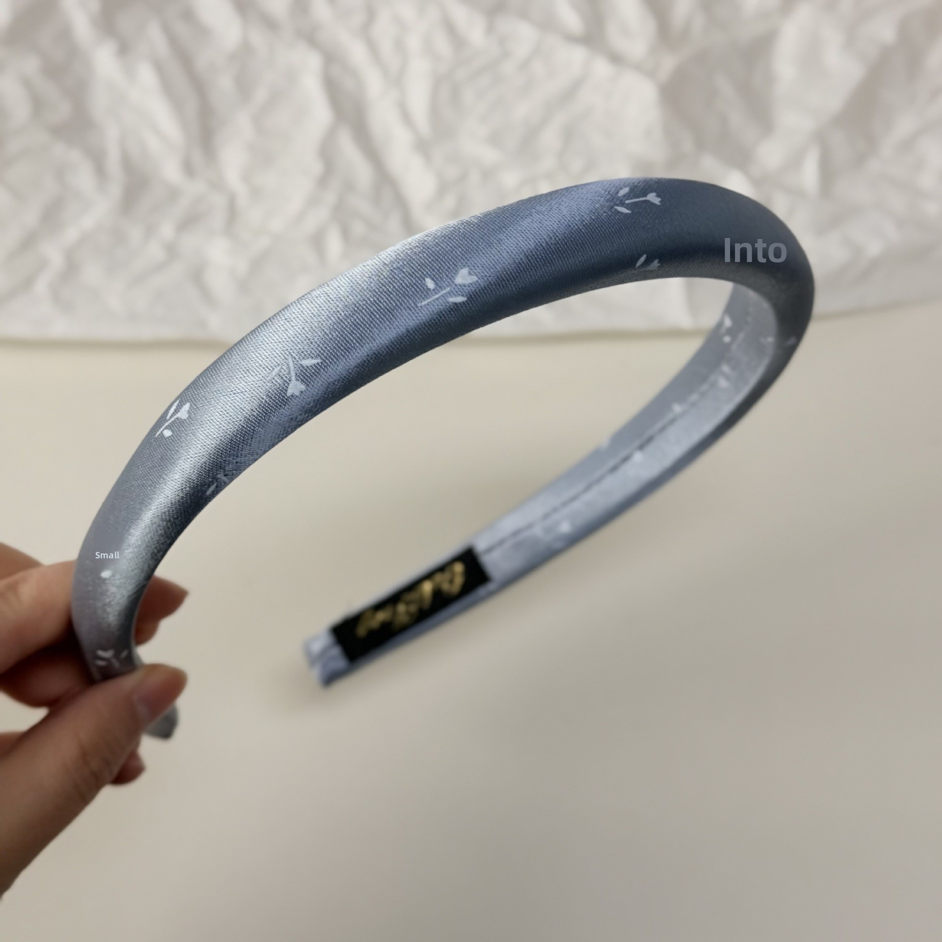 Women's Spring Summer Satin Scrunchie Hair Tie Beige Ditsy Floral