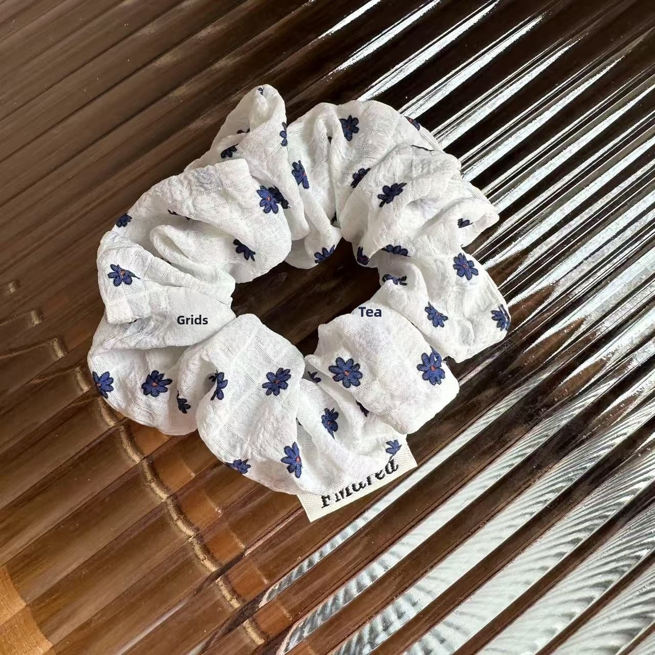 Women's Elegant Cloth Hair Tie White Ditsy Floral Summer Style