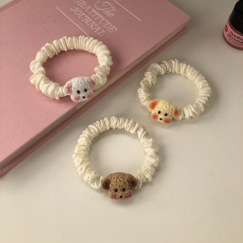 Girls Cute Puppy Cartoon Hair Loop Soft Ponytail Holder Sweet Ins Style Headwear