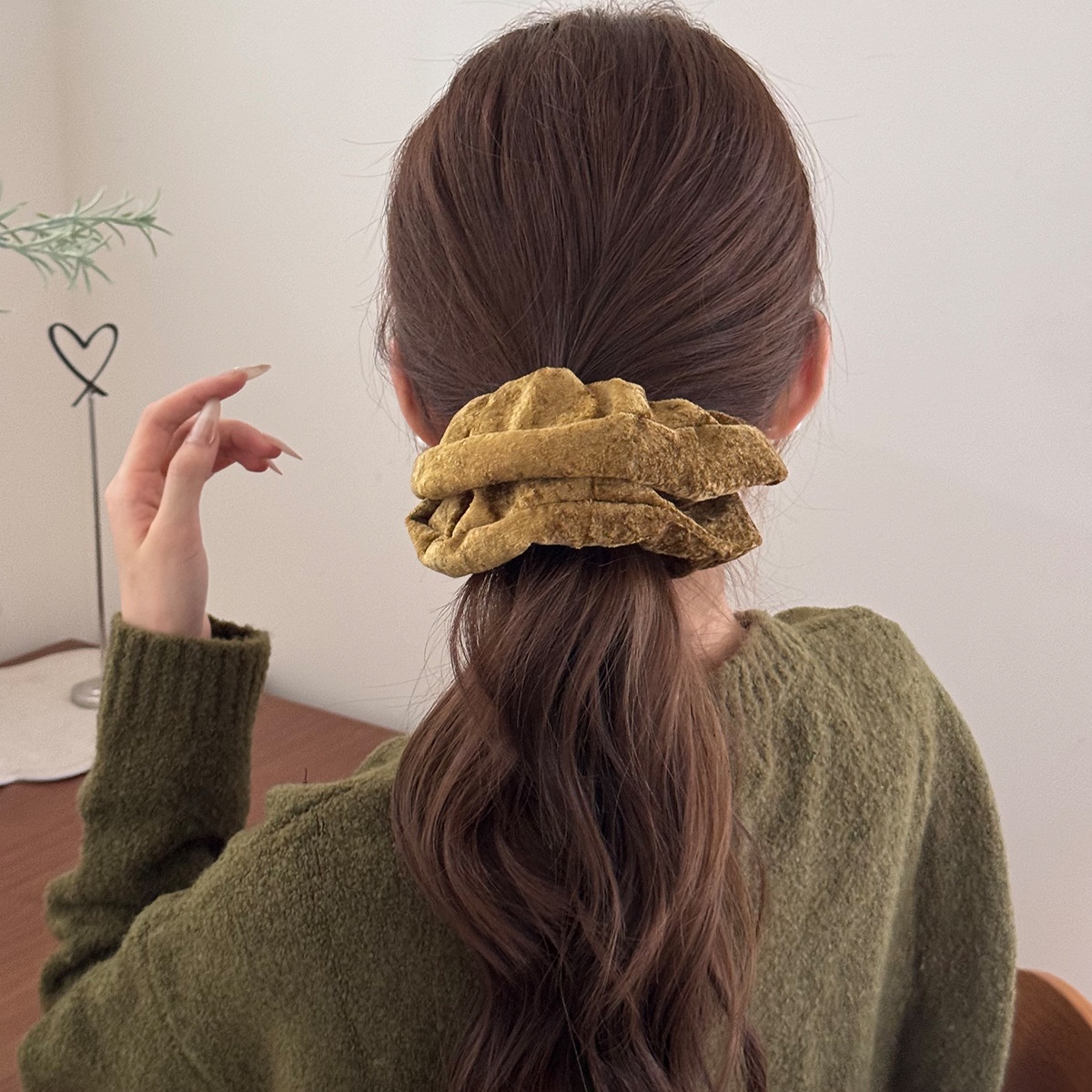 Women's Winter Velvet Hair Tie High Elastic Bun Scrunchie Solid Color