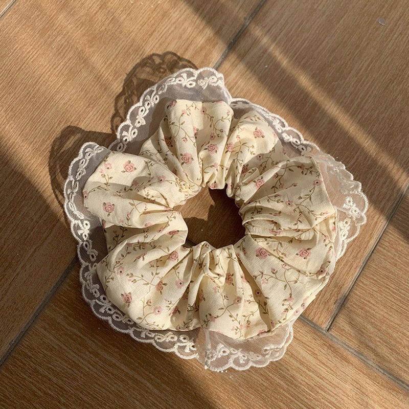 Women's Daily Cloth Elastic Hair Bun Scrunchie Ditsy Floral Lace