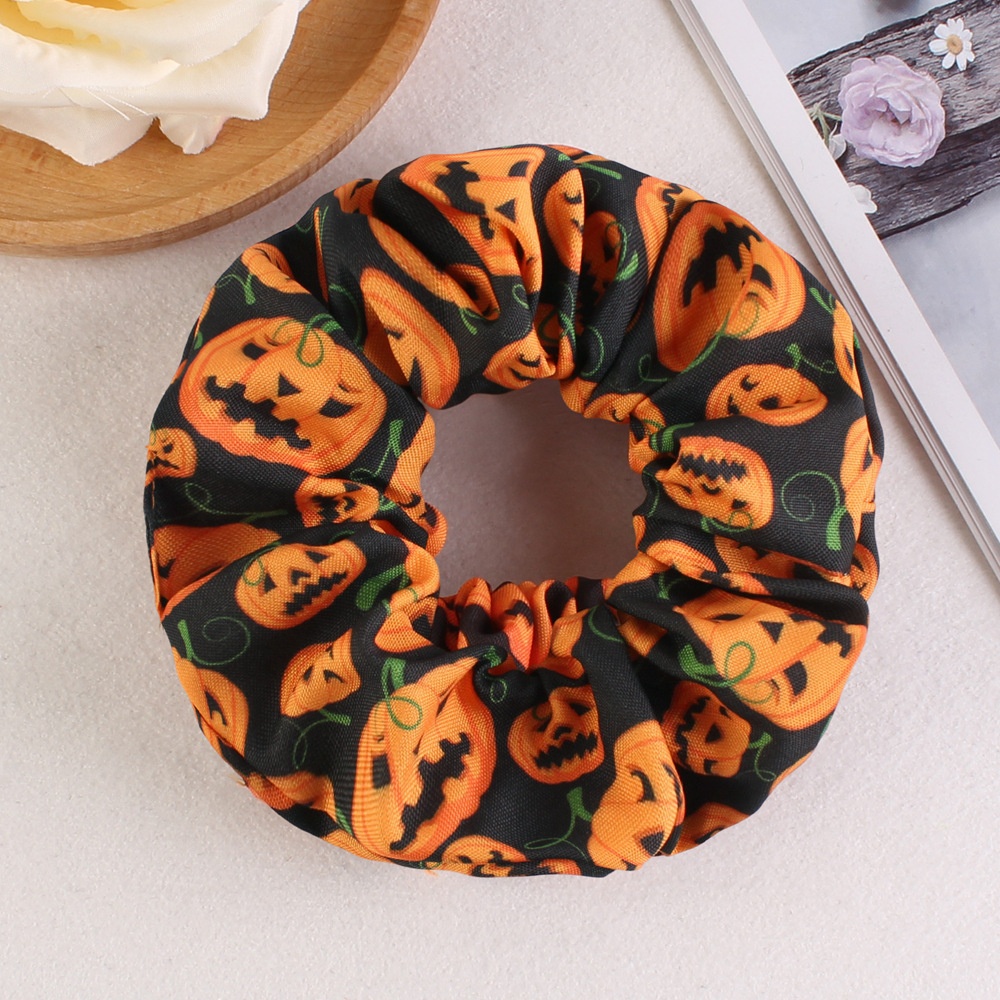 Women's Halloween Party Fabric Hair Scrunchies Colorful Skull Pattern