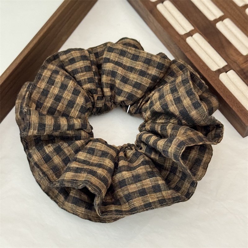Women's Retro Soft Cloth Everyday Scrunchie Hair Tie Pink Plaid