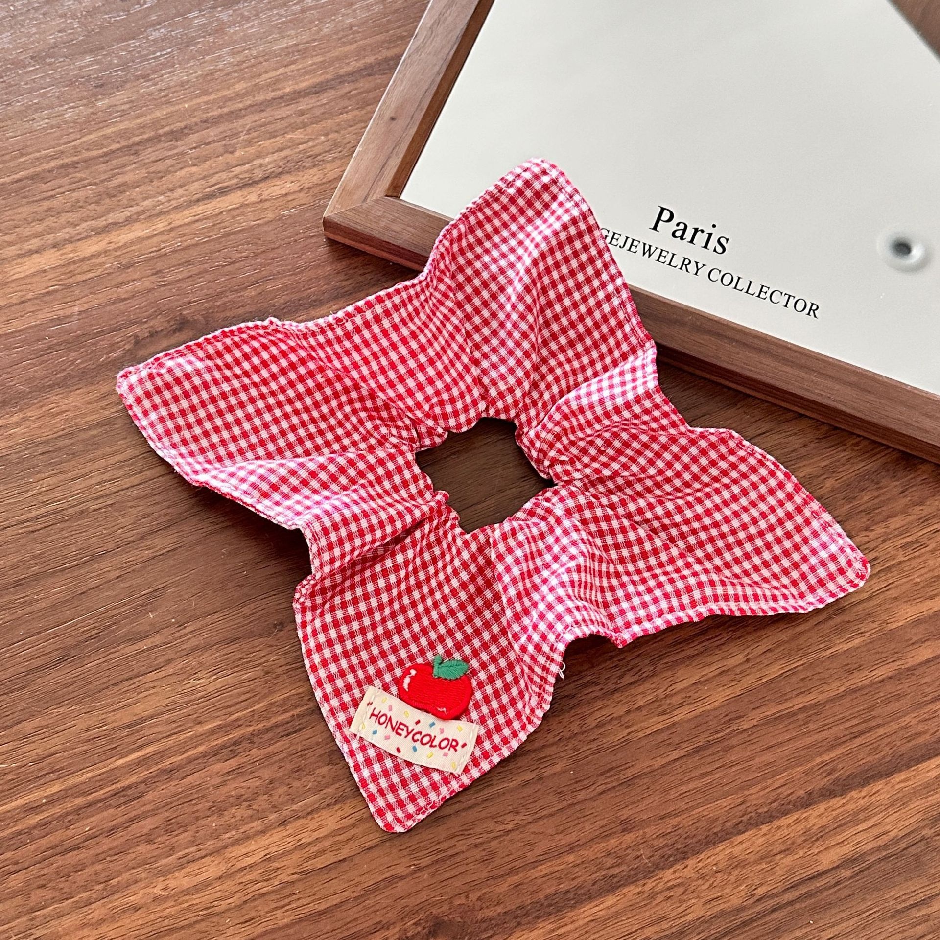 Girls Cloth Scarf Scrunchies Pastoral Fruit Hair Band Rose Red