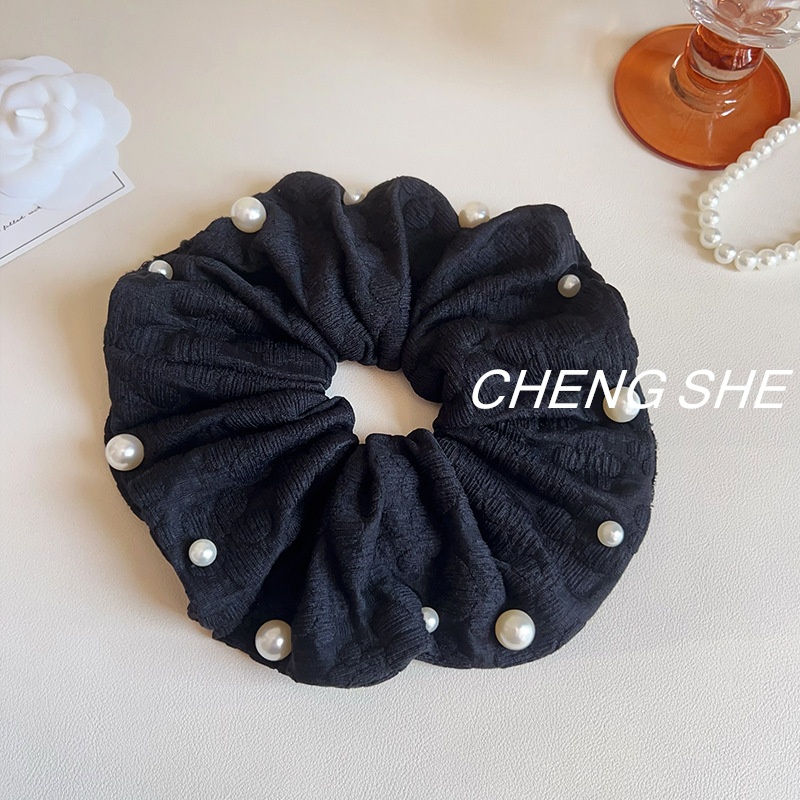 Womens Pearl Fabric Elastic Hair Bands For Daily Styling Solid Color