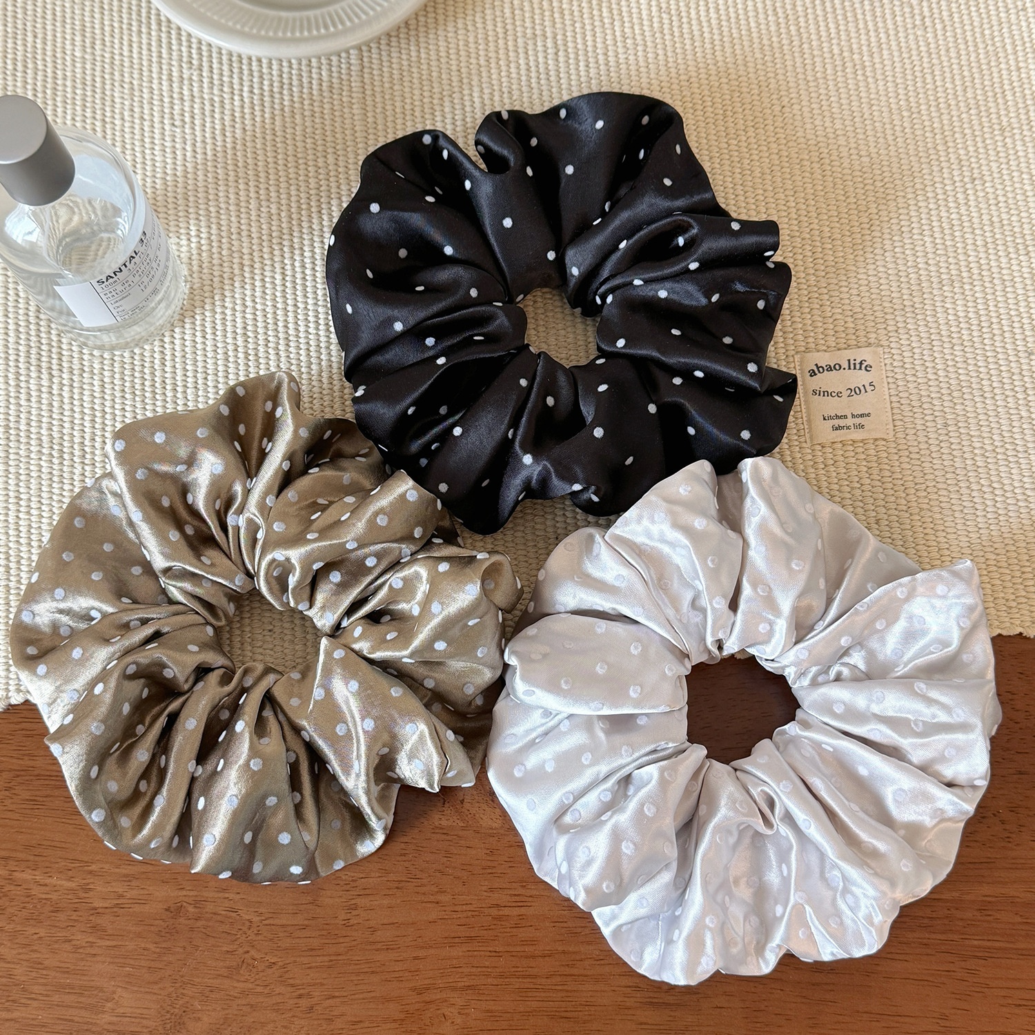 Women's High-End Cloth Ponytail Hair Ties Flocking Polka Dot