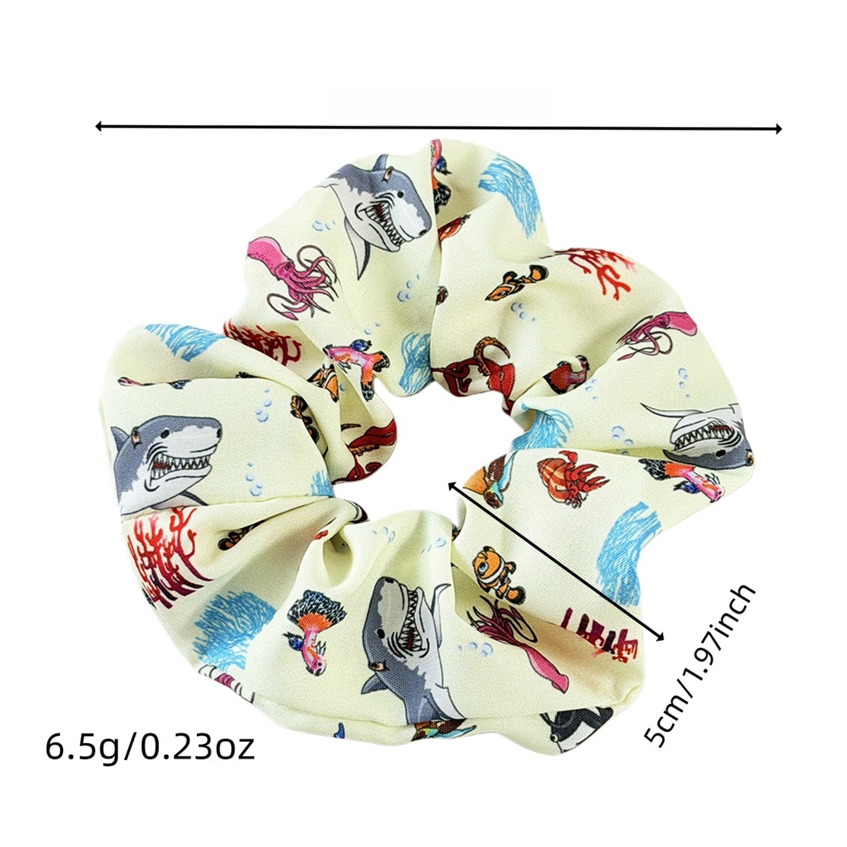 Women's Daily Stylish Cloth Hair Tie Black Blue Marine Shark Pattern