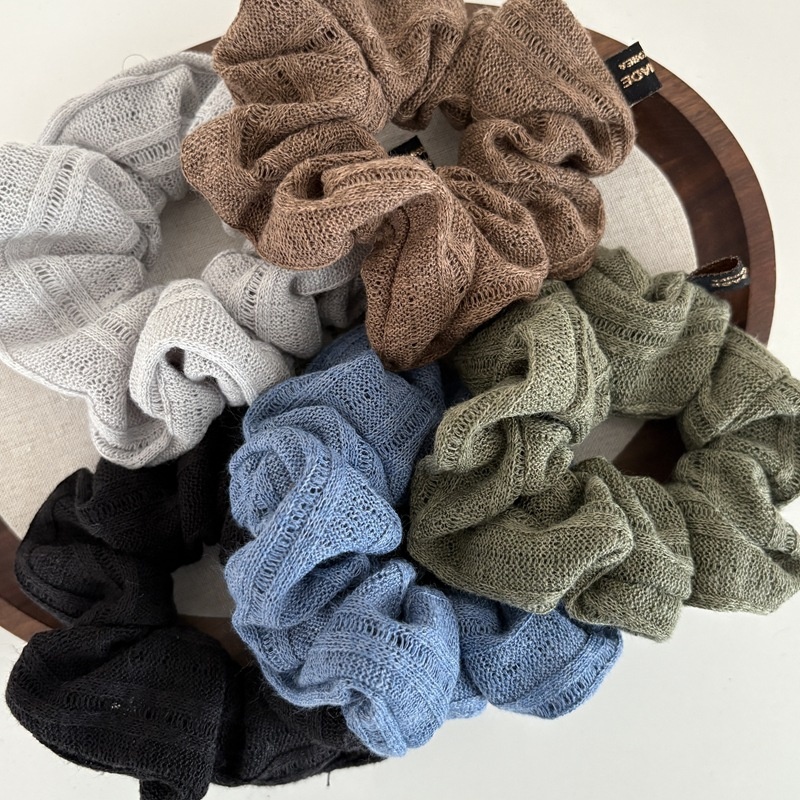 Women's Soft Knitted Wool Hairband Warm Autumn Winter Solid Color Hair Tie