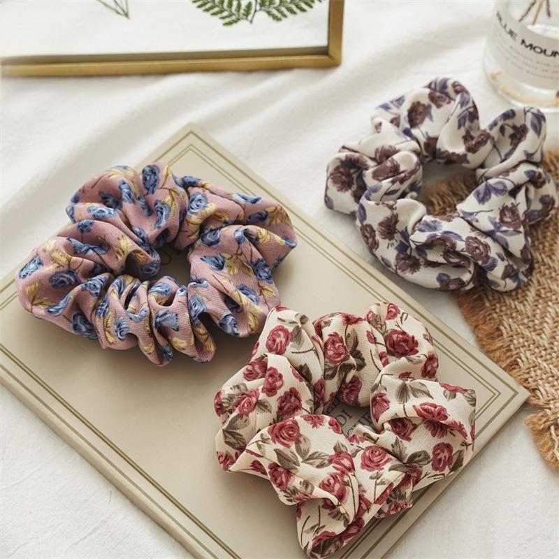 Women's Summer Fabric Ponytail Hair Accessories French Rose Pattern