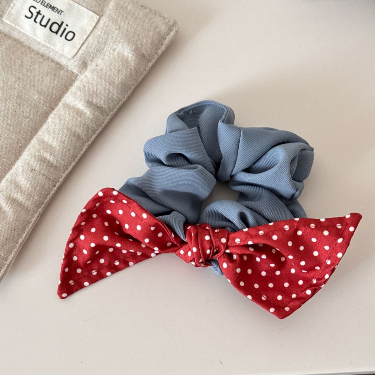 Women's High-End Polka Dot Plaid Butterfly Knot Large Elastic Hair Ties
