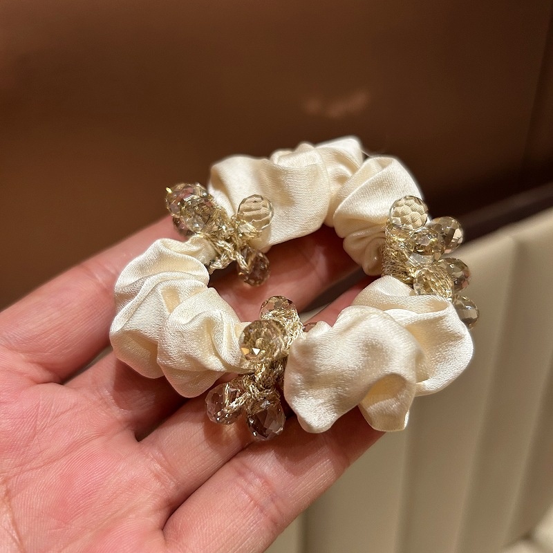 Women's Crystal Satin Party Elastic Headband Sparkly Black Beige