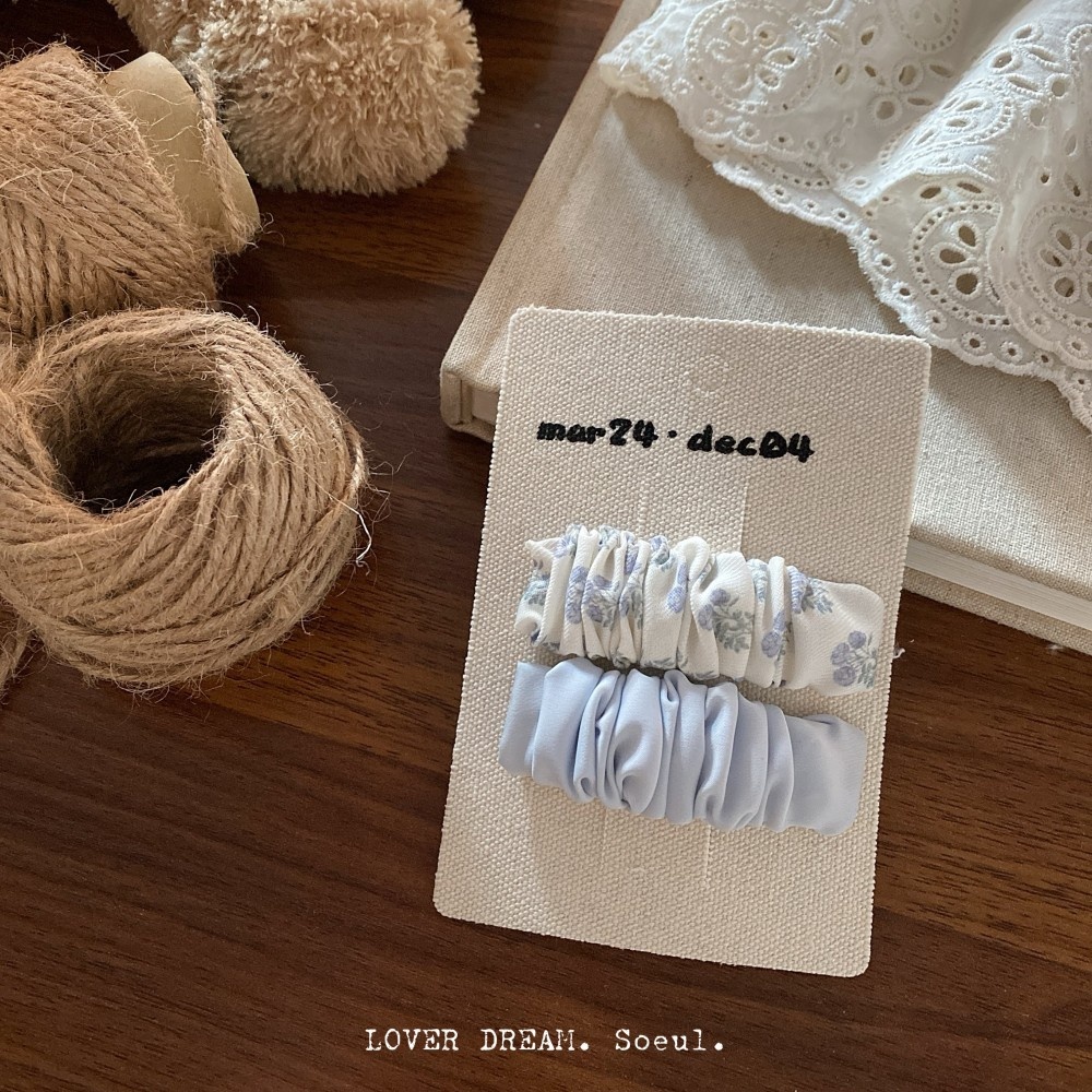 Women's Spring Cloth Bowknot Hair Tie in Navy Blue Ditsy Floral