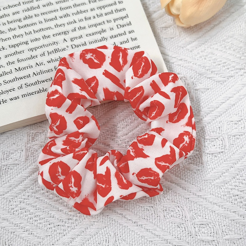 Women's Trendy High Elastic Polyester Hair Scrunchie Lip Print