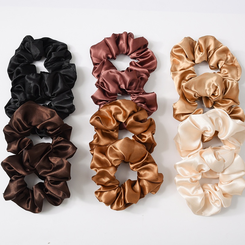 Women's Fashion Handmade Satin Scrunchie Hair Tie for Daily Wear Solid Color