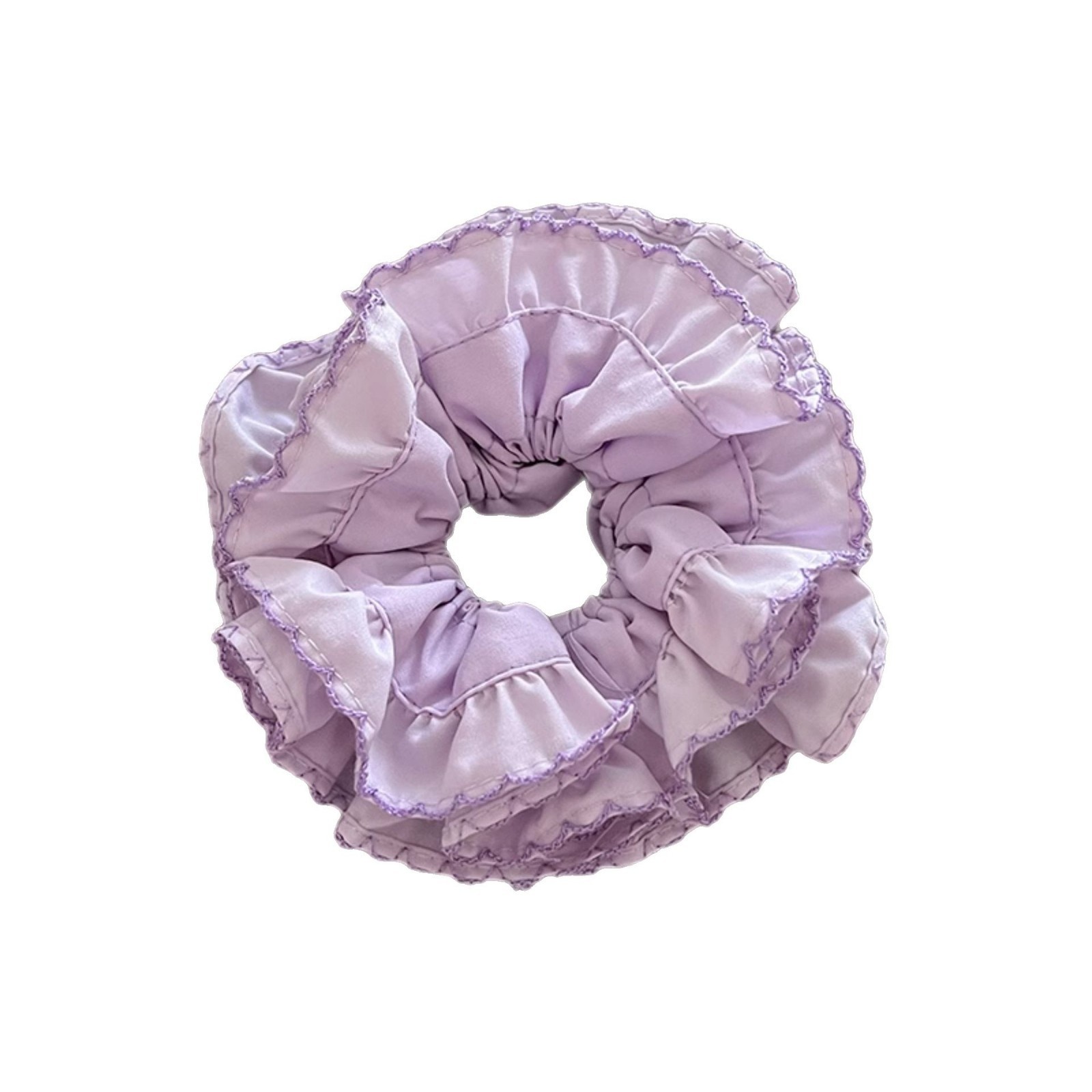 Women's Elegant French Lace Embroidery Ruched Hairband Gentle Purple