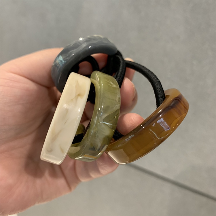 Women's Chic Resin Everyday Ponytail Holder Hair Tie Green Semicircle