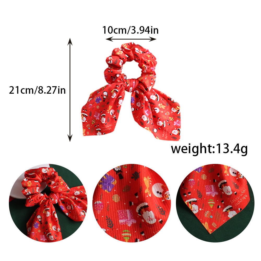 Women's Festive Plaid Scrunchies Cute Christmas Cloth Hair Ties
