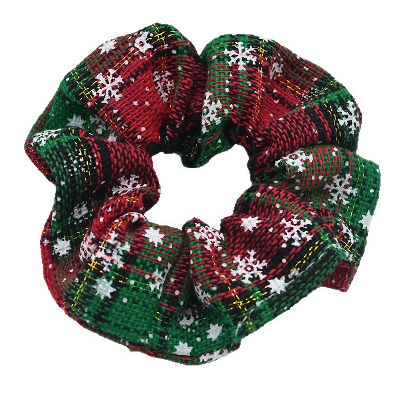 Women's High Elastic Cloth Bow Hair Ties Christmas Plaid Floral Print