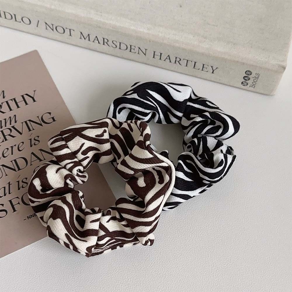 Women's Stylish Retro Cloth Hair Scrunchie Black Zebra Pattern