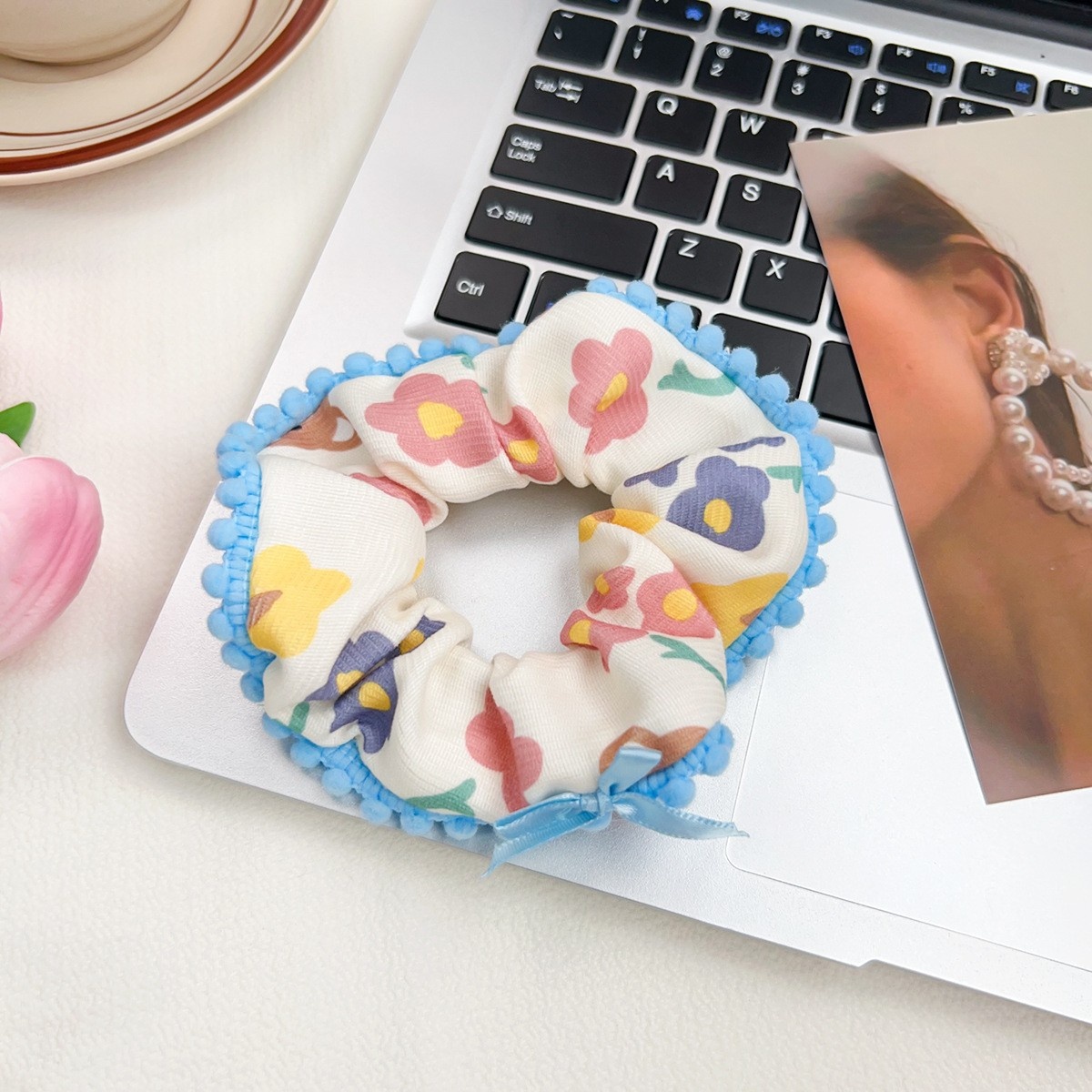 Women's Elastic Fabric Bowknot Hair Band For Office Party Fresh Floral