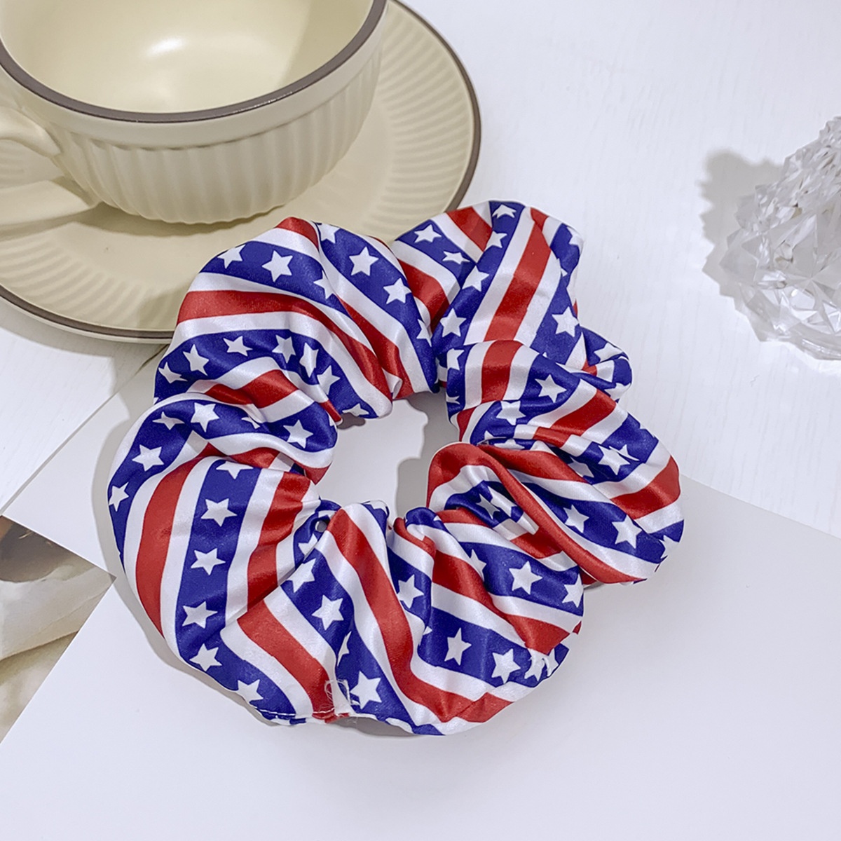 Women's Handmade Cloth Scrunchie Hair Tie American Flag Independence Day