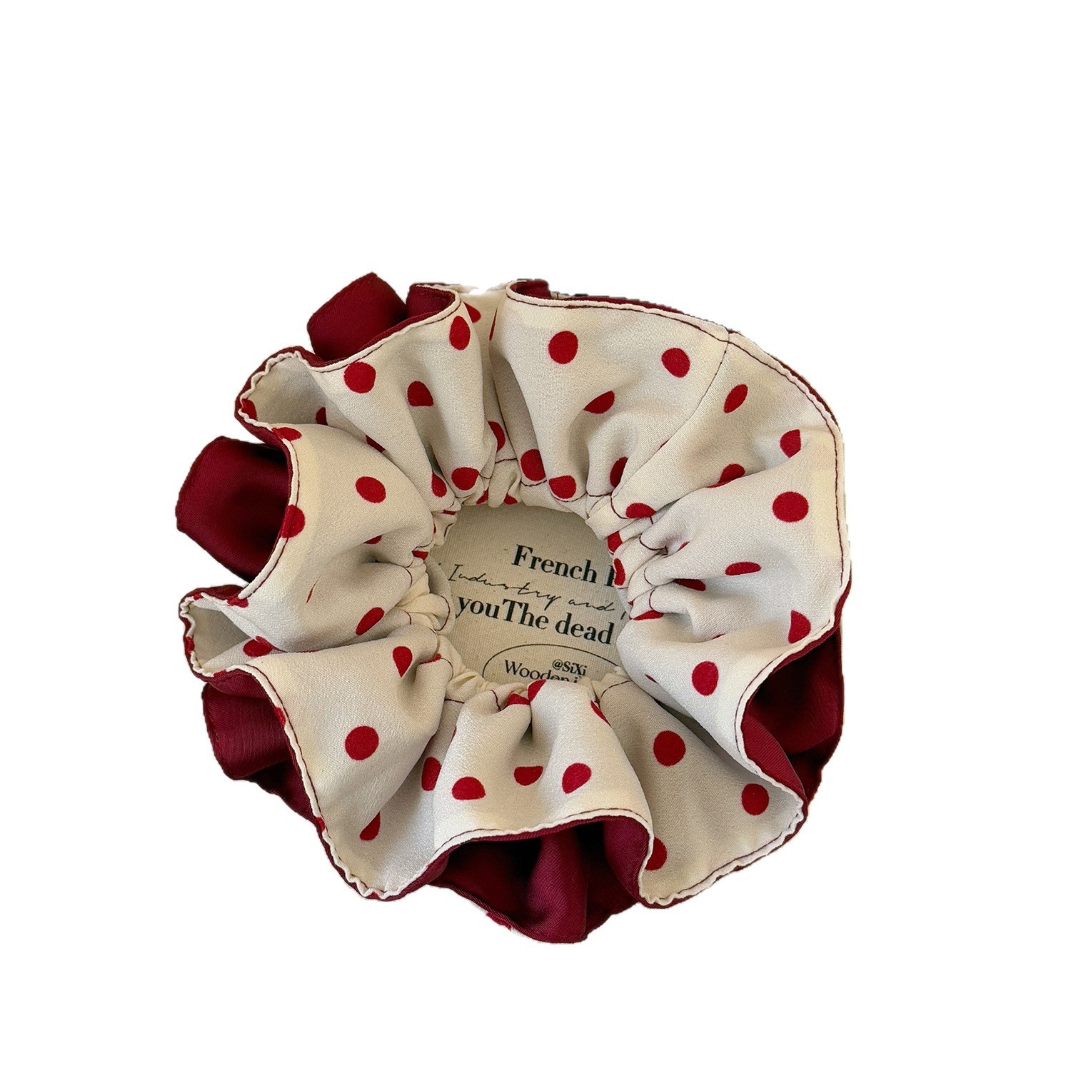 Women's Four-Layer Cloth Hair Tie For Bun Styling Red Polka Dot