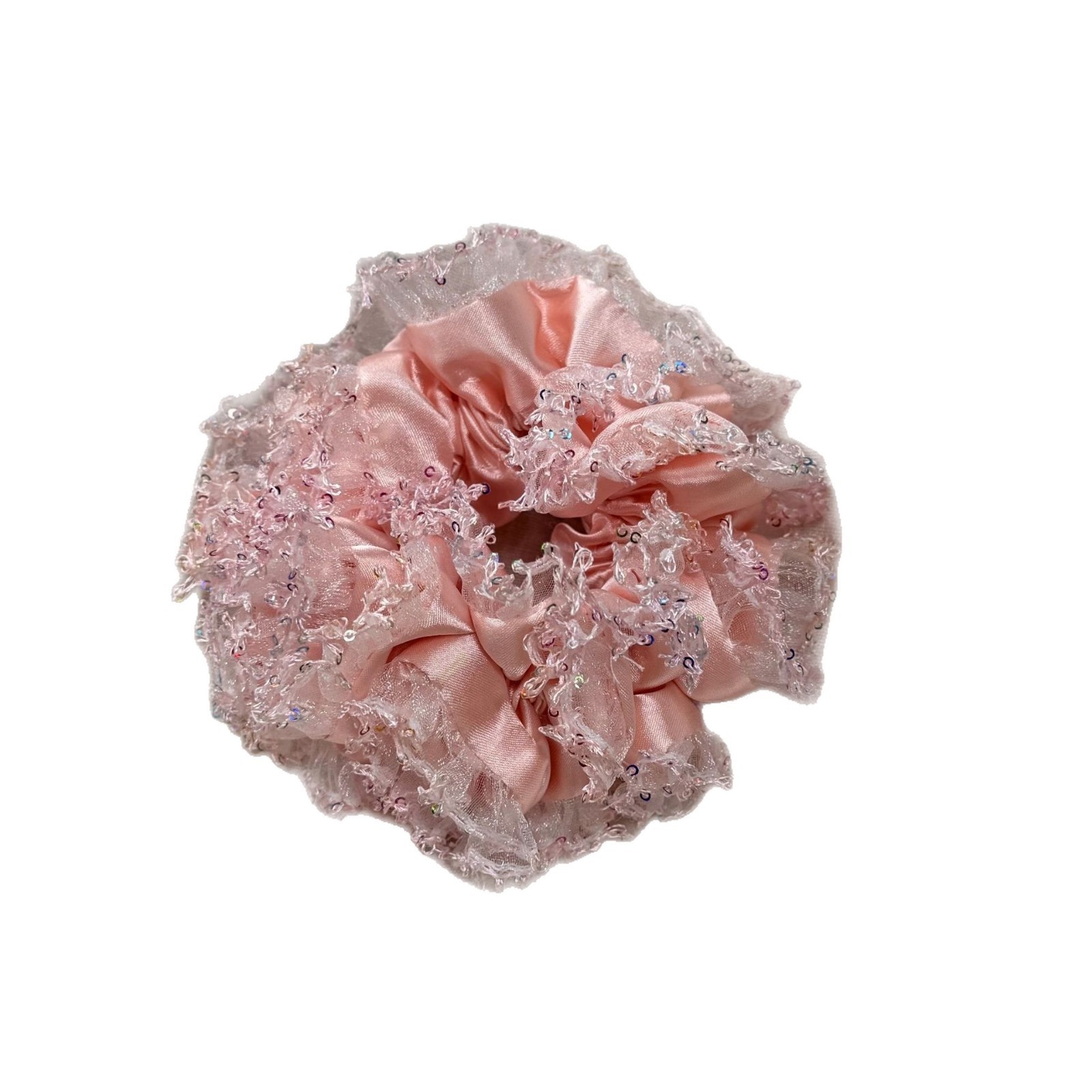 Women Party Fluffy Sequin Satin Bow Hairband Pink Blue Gold Flower