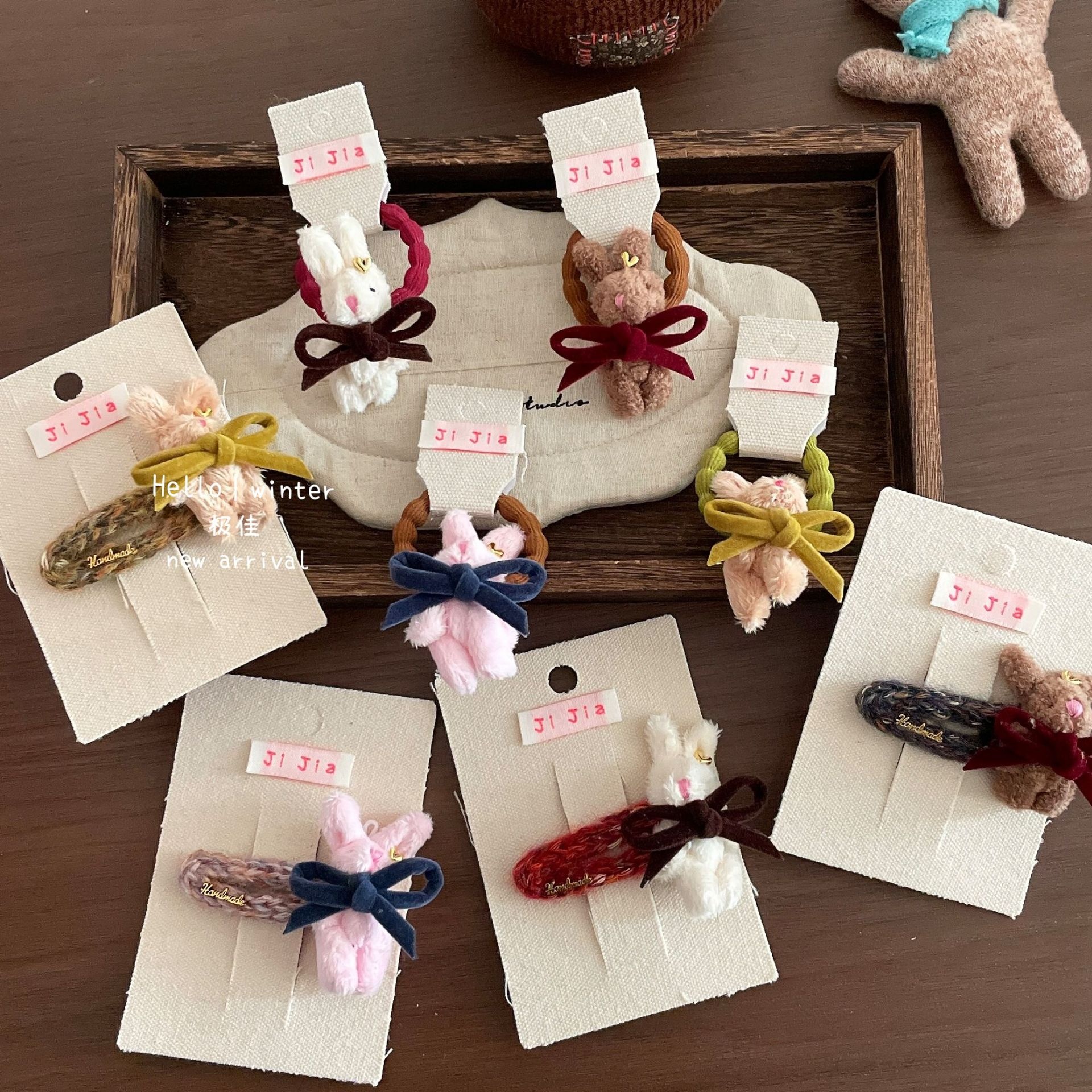 Women's Winter Plush Hair Clip & Thick Elastic Band Floral Animal Print