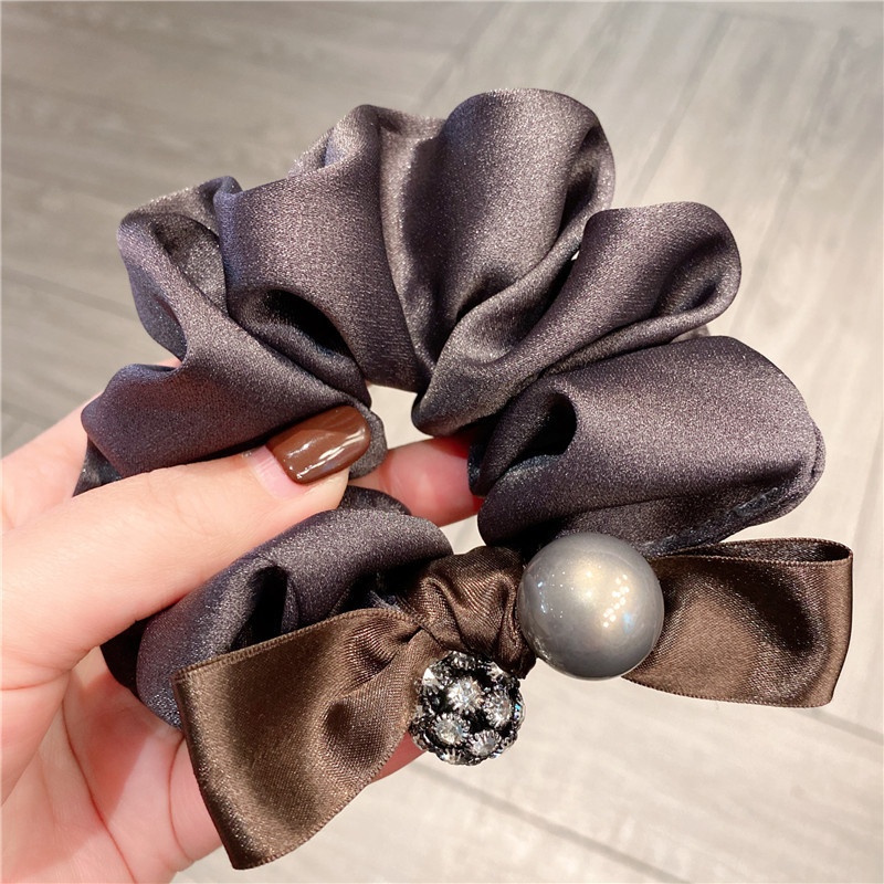 Women Vintage Crystal Headband Full Diamond Ball Fabric Bow Hair Tie