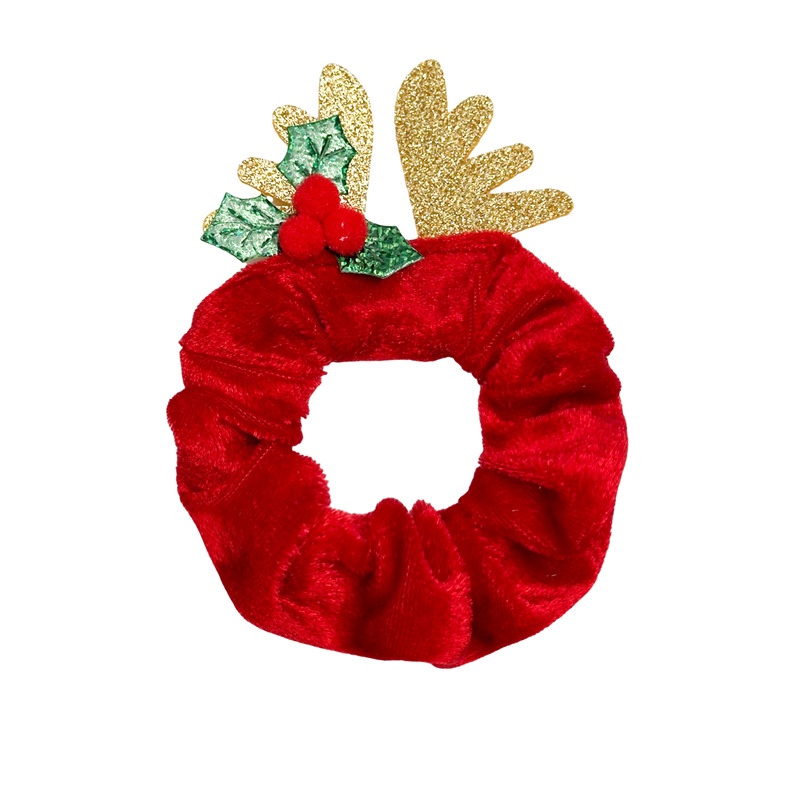 Women's Christmas Velvet Antler Hairband Elastic Bell Flannel Headwear