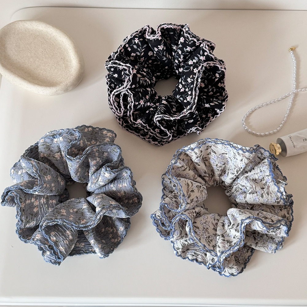 Women's Spring Polyester Hair Claws Clip Ditsy Floral Black Beige