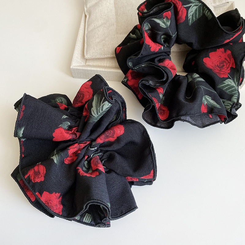 Women's Vintage Black Rose Flower Cloth Hairband for Spring Summer