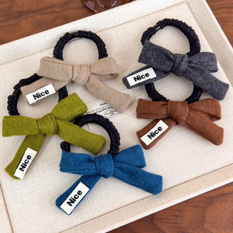 Girls Casual Knitted Scrunchie Elastic Ponytail Hair Tie Bowknot